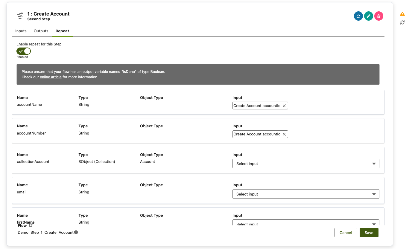 Repeat Configuration